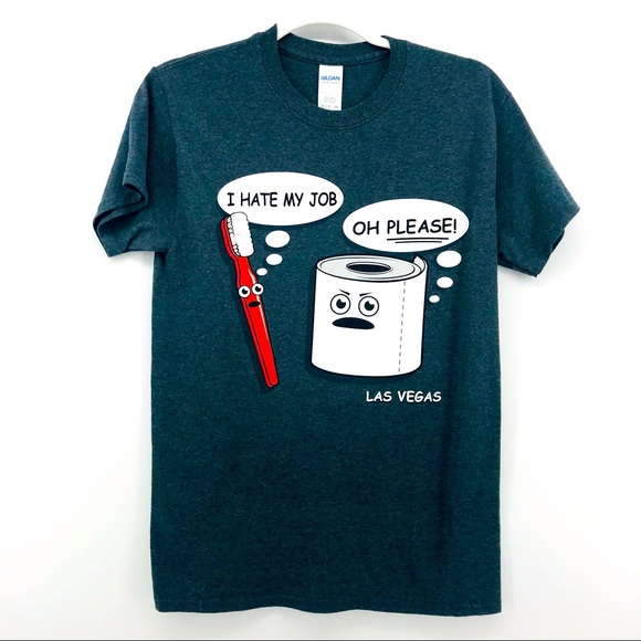 Men's Dad Joke Las Vegas Vacation Comedy Gray Short Sleeve T-Shirt size Small - Picture 3 of 7